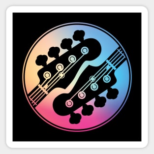 Bass Guitar Headstock Circle Gradient Theme Sticker